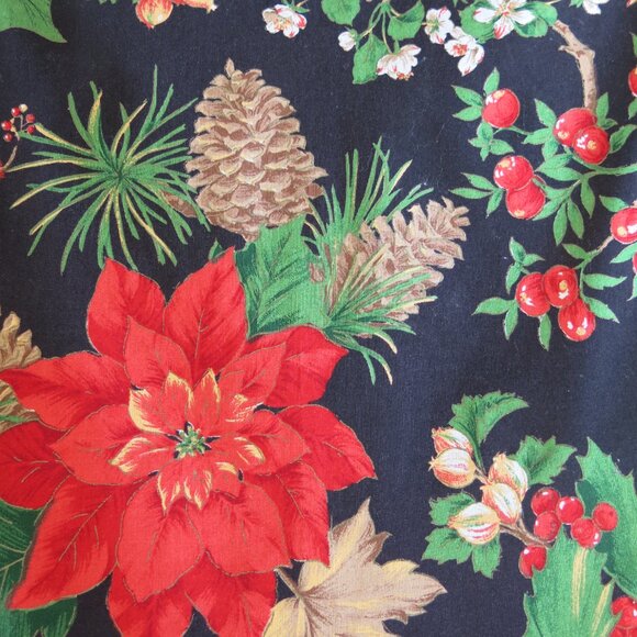 Vintage Handmade Christmas Cotton Fabric Floral Red White Green Table Runner - Picture 5 of 5